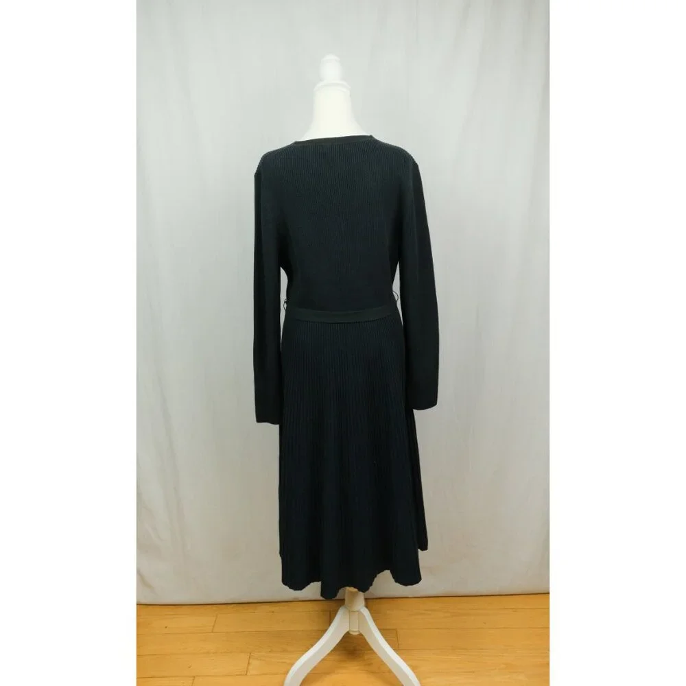 Boden Pleated Knit Dress Navy Size 16-18 Workwear Casual Elegant - Picture 8 of 11